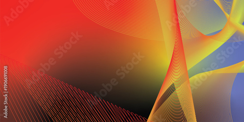 Abstract grainy gradient background with teal red yellow and black shapes on dark noisy backdrop