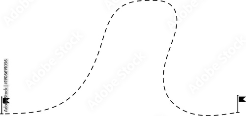 Route icon two points with dotted path and location pin. Route location icon two pin sign and dotted line. Travel vector icon. Travel from start point and dotted line tracing.