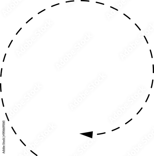 Vector hand drawn dashed arrow. Curved dotted arrow. Zigzag arrow stripes. Doodle, sketch style. 