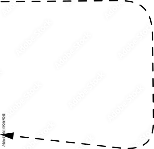 Vector hand drawn dashed arrow. Curved dotted arrow. Zigzag arrow stripes. Doodle, sketch style. 