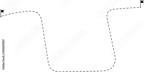 Route icon two points with dotted path and location pin. Route location icon two pin sign and dotted line. Travel vector icon. Travel from start point and dotted line tracing.