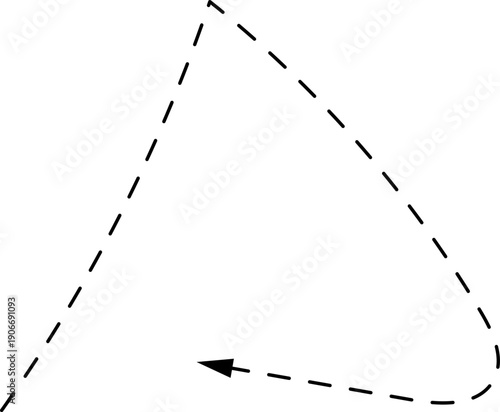 Vector hand drawn dashed arrow. Curved dotted arrow. Zigzag arrow stripes. Doodle, sketch style. 