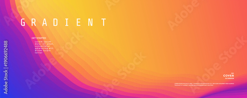 Sunset gradient shape and gradation background sky with flowing layered waves blending. Abstract simple autumn bg vector.