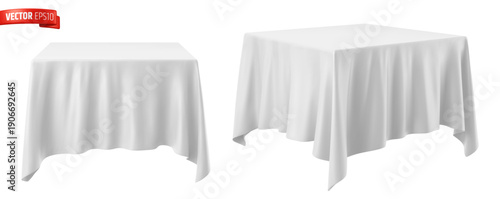 Vector realistic illustration of white tablecloths on a white background.