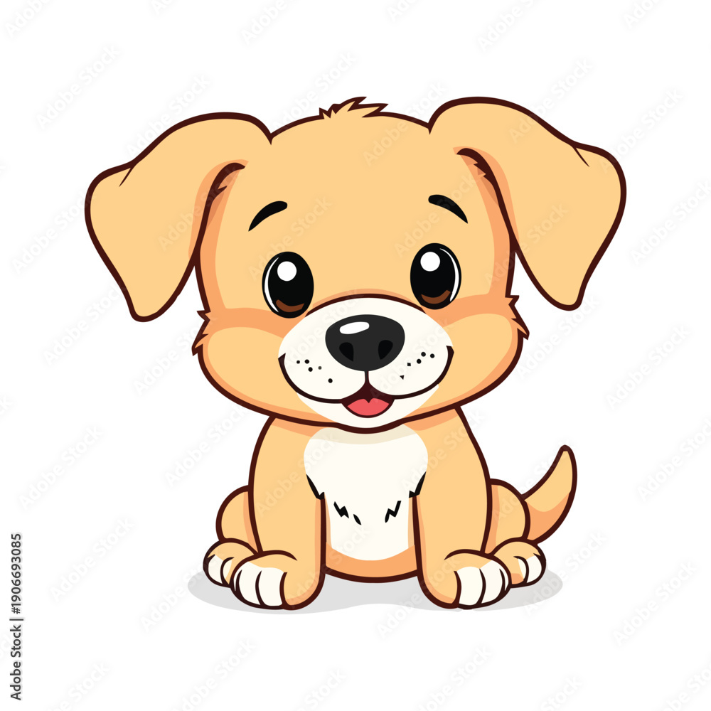 Obraz premium Cute Puppy clipart flat design isolated on white background