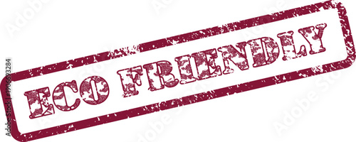 Prominent grunge rubber stamp impression clearly stating Eco Friendly for sustainable product branding and initiatives