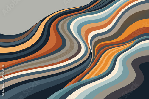 Abstract Wavy Line Gorge Waterfall Vector