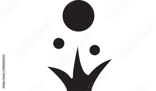 Crown icon with minimalist design and simple shapes in black featuring royal, king, royalty with symbol and logo elements for graphic, vector projects, clean composition on simple background