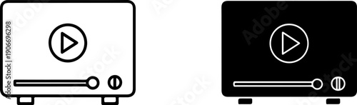 Black and white player with play buttons and controls media player play media controls