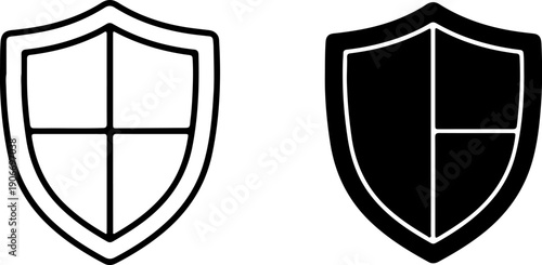 Black and white shield with cross sections symbol protection 2 security