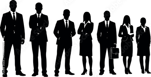Professional Business Team Silhouettes Standing in Formal Suits Representing Corporate Leadership Diversity Success Recruitment and Human Resources Career Development Growth