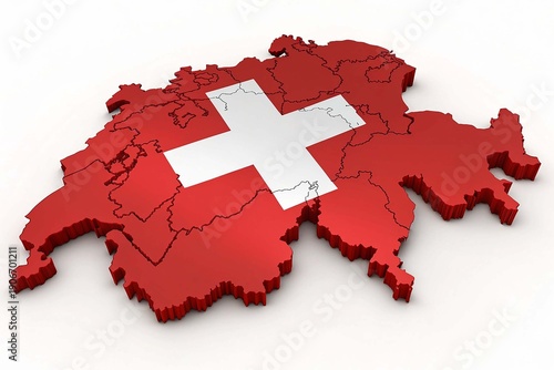 Map of switzerland with national flag