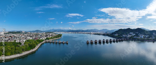 Aerial photography of Guangji Bridge in Chaozhou Ancient City, Chaozhou City, Guangdong Province