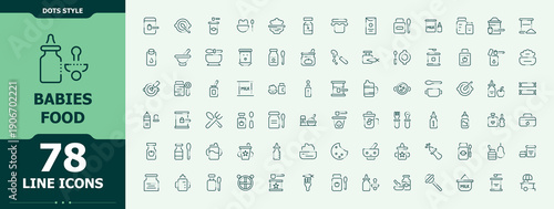 Babies Food icon set. Nutrition collection of simple line web icons. Modern linear icons. Babies Product linear icon collection. Editable vector stroke.