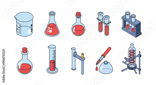 Isometric Scientific Lab Equipment Depiction: An Educational and Informative Illustration