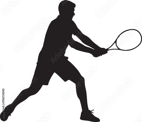 Tennis Backhand Strike image of white background.