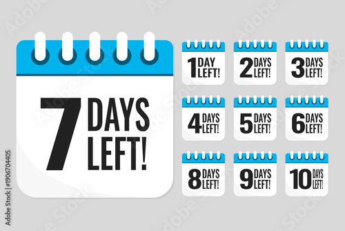 Countdown daily page calendar icon - 7 days left