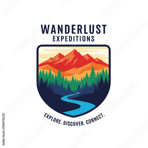 Wanderlust Expeditions Logo with Mountain Landscape.