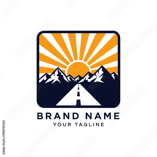 Road Leading to Mountains at Sunrise Logo.