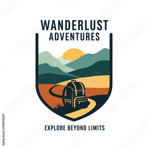 Backpack on a Winding Road Landscape.