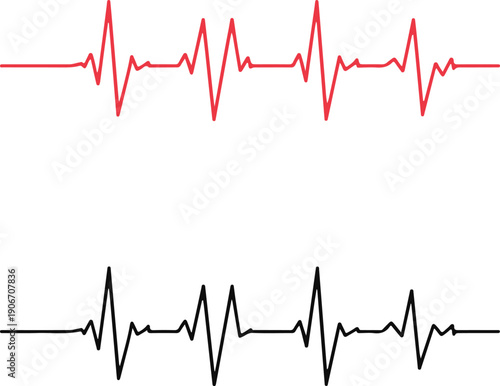 heartbeat ekg lines one red one black