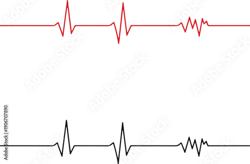 Red heartbeat line icon. Vector illustration isolated on a white background. Eps 10. With love in heart.
