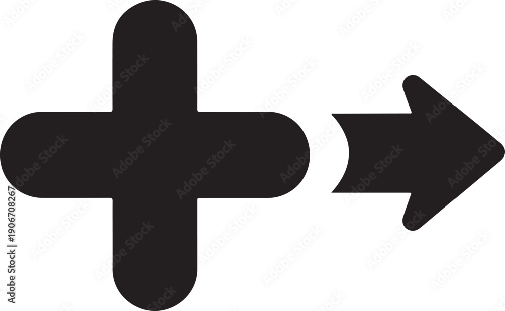 Obraz premium Medical Cross Symbol Silhouette Simple Plus Sign Icon Illustration Healthcare Cross Black Silhouette