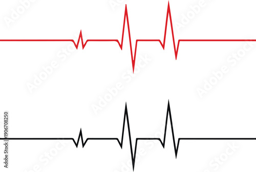 Isolated Red Heartbeat Line Graph for Cardiac Rhythm Monitoring and Medical Diagnosis Tests