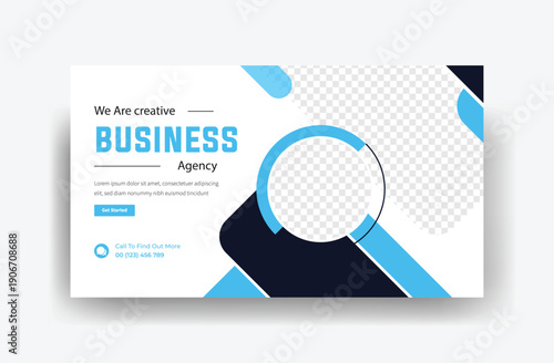 Corporate YouTube video thumbnail and web banner template design, creative business agency thumbnail