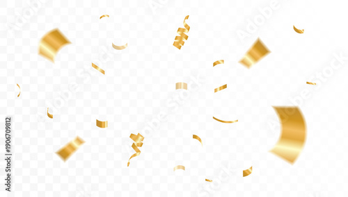Golden confetti raining down, creating a festive and celebratory atmosphere, perfect for parties and events
