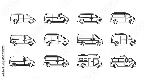 Collection of Van Illustrations in Various Styles and Types.