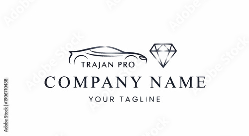 Luxury Car Logo Template with Diamond Element.