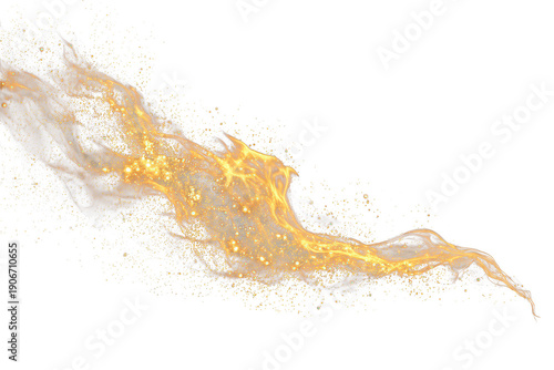 Fresh orange juice splash with flowing liquid drops and transparent bubbles isolated on a clean white background featuring clear water ripples and motion for a cold drink of natural freshness