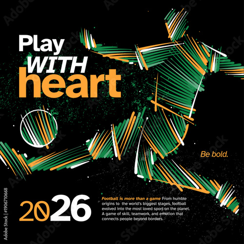 Poster of soccer player drawn with colorful brushstrokes