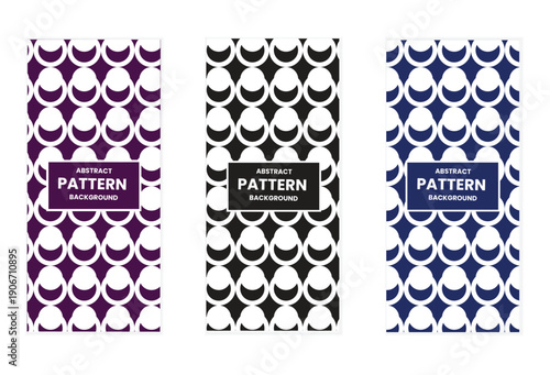 Seamless pattern designs with teardrop shapes in purple black and blue
