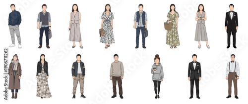 Flat faceless diverse men women teens in casual daily life poses. Modern vector set perfect for lifestyle branding and inclusive marketing.