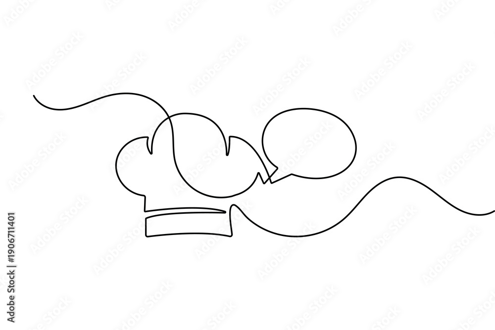 Obraz premium Continuous line drawing of a chef hat in minimalist style for kitchen and cooking concept