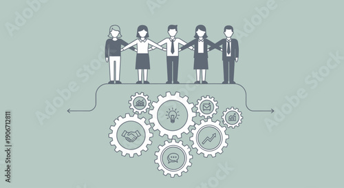 Teamwork and collaboration in a modern office environment with diverse employees.