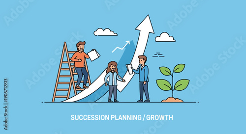 Conceptual illustration of work-life balance with woman meditating and office buildings on a scale.