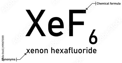 Xenon hexafluoride chemical formula with callout titles
