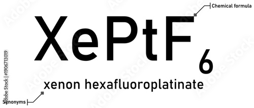 Xenon hexafluoroplatinate chemical formula with callout titles