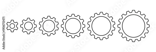 Line editable stroke gear icons set. Vector