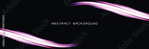 Abstract background with glowing shiny pink curved lines in top and bottom corners, creating sleek and modern design with vibrant colors, ideal for technology banner presentations.