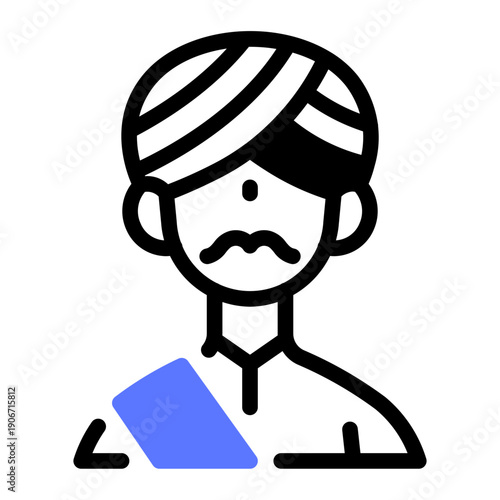 This Indian Man icon is suitable for Holi Indian Festival.