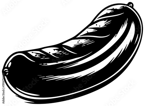 Thick bratwurst sausage icon in black isolated on white background vector illustration
