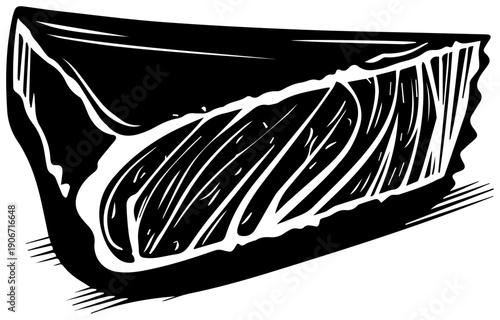 Thick black tuna steak slice isolated on white background detailed illustration for food or seafood concept