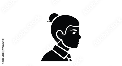 Silhouette of a woman s profile in black showing a neat updo hairstyle