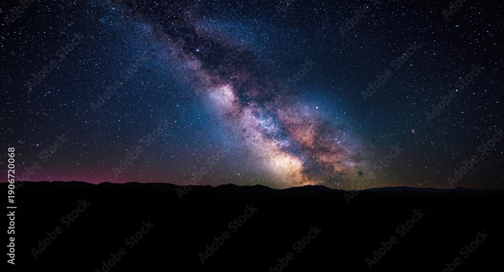 Fototapeta premium Early morning Earth view paired with dazzling Milky Way galaxy