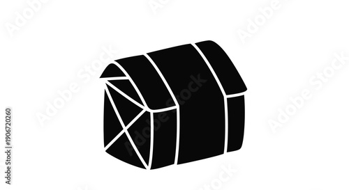 A simple black and white illustration of a closed treasure chest or box
