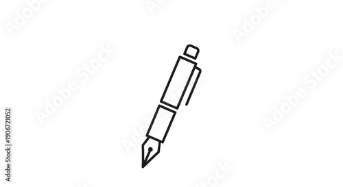 Simple line drawing of a fountain pen on a white background